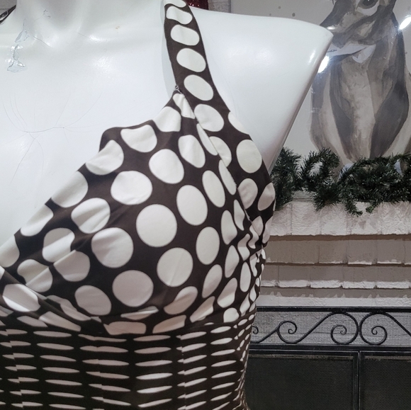 Calvin Klein Brown/White Polkadot Halter Summer Dress Women's Sz 12 - Picture 10 of 10